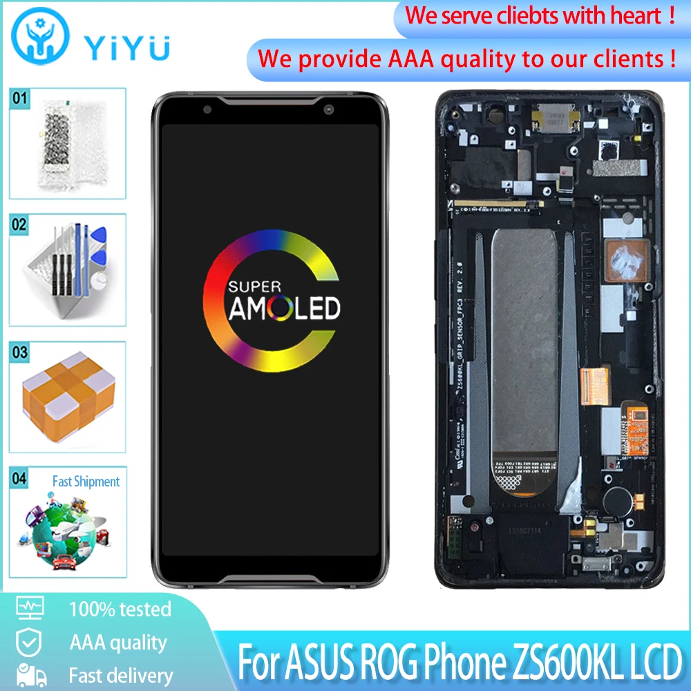 6 0 &quotOrig AMOLED для ASUS ROG Phone ZS600KL ЖК сенсорный экран с рамкой дисплей дигитайзер