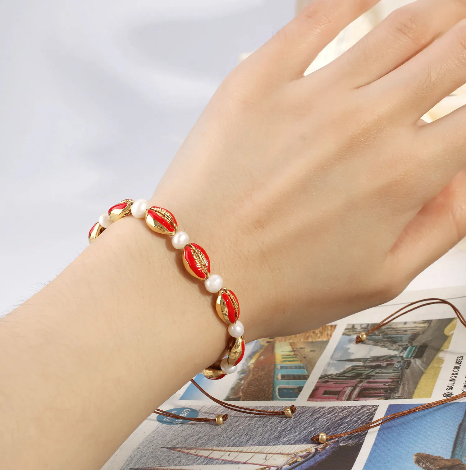 

KELITCH Shell Pearl Bracelets Strand Charm Best Friend Gift Beach Bracelet