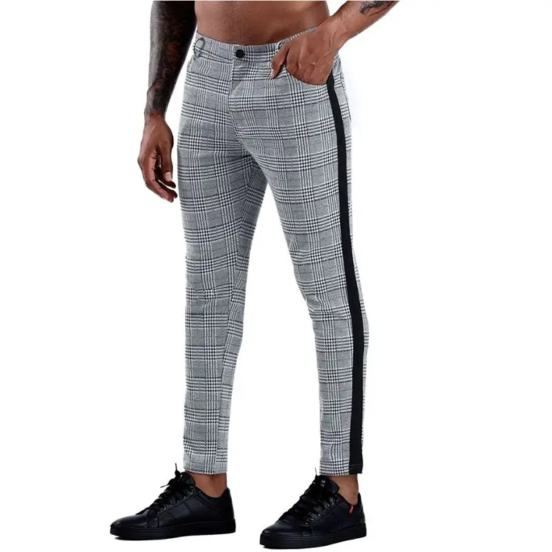 

2021 Trousers Spring And Summer Foreign Trade New Side Stitched Placket Zipper Button Check Slacks Sport Fashion Hot Sale