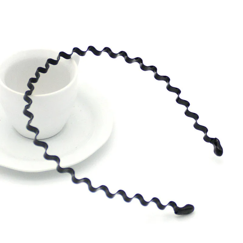 A Fashion Black Metal Hairband Waved Style Alice Sports Solid Hair Bands 5 Styles Casual Adult Headwear Men Women Unisex Hair Band - Цвет: A