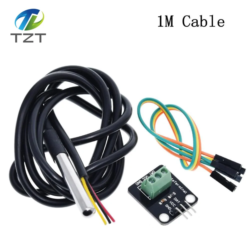 1 SET TZT DS1820 посылка из нержавеющей стали, водонепроницаемый датчик температуры DS18b20, датчик температуры 18B20 для Arduino - Цвет: 1 SET