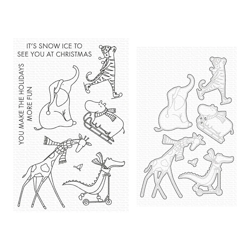 

2021 New Metal Cutting Dies with Clear Stamps for Scrapbooking Paper Making Christmas Giraffe Embossing Frames Card Craft