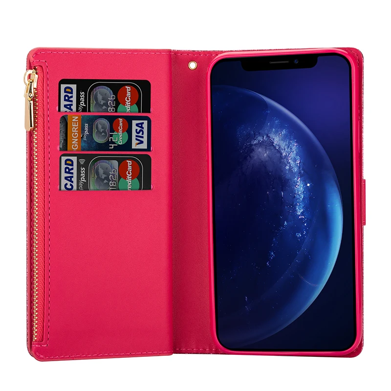 Блестящий чехол-кошелек на молнии для Samsung S20 Ultra Note 10 + 9 8 S10 Lite S9 S8 Plus S10E S7 Edge чехлы