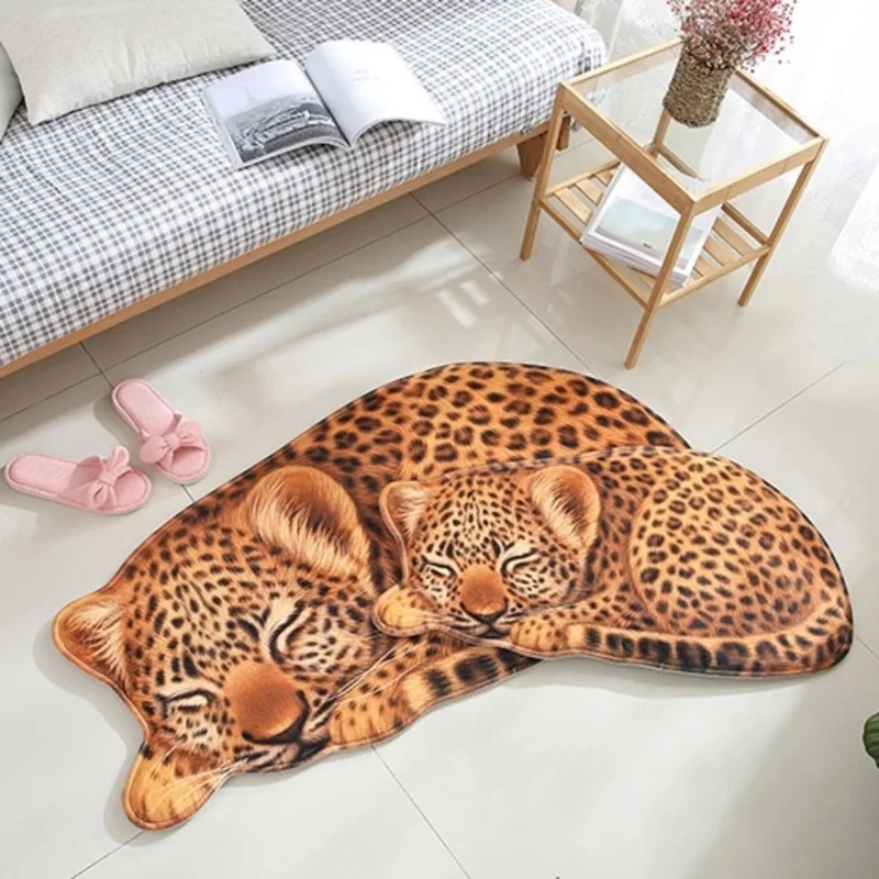Alfombras 3D de animales antideslizantes, alfombrillas divertidas con dise&ntilde;o de Tigre, Le&oacute;n y leopardo, para ba&ntilde;o, sala de estar y dormitorio, decoraci&oacute;n del hogar-2