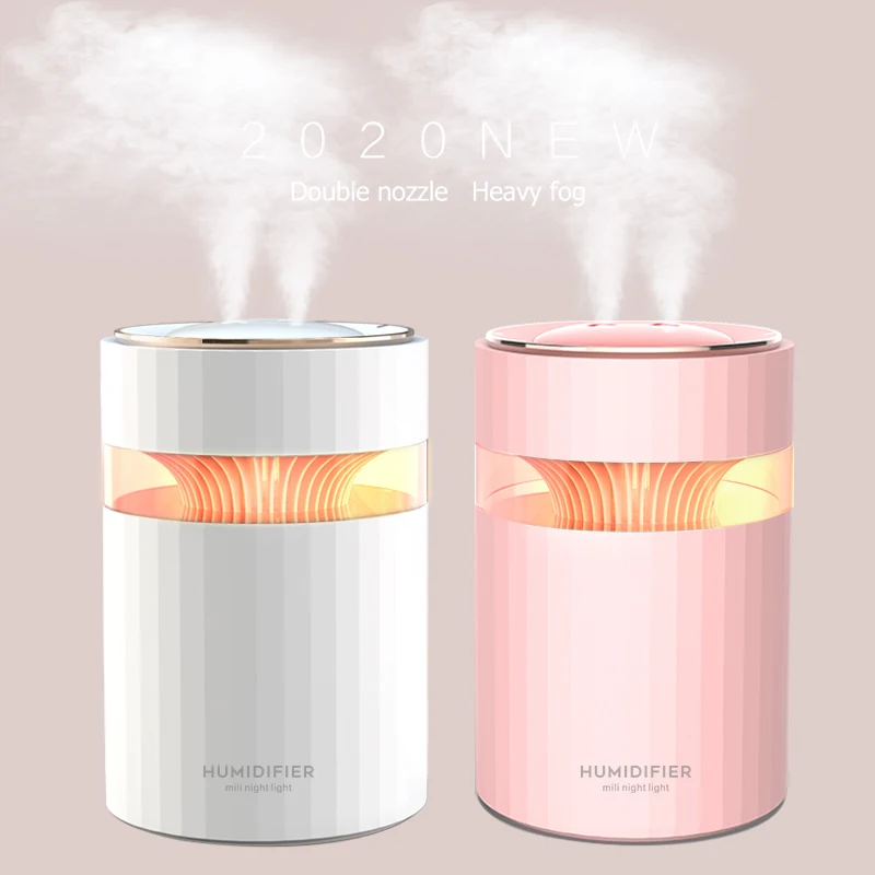 

Double Nozzle USB Air Humidifier 900ML Water Capacity Cool Mist Maker Fogger with Colorful Nightlight Ultrasonic Humidificador