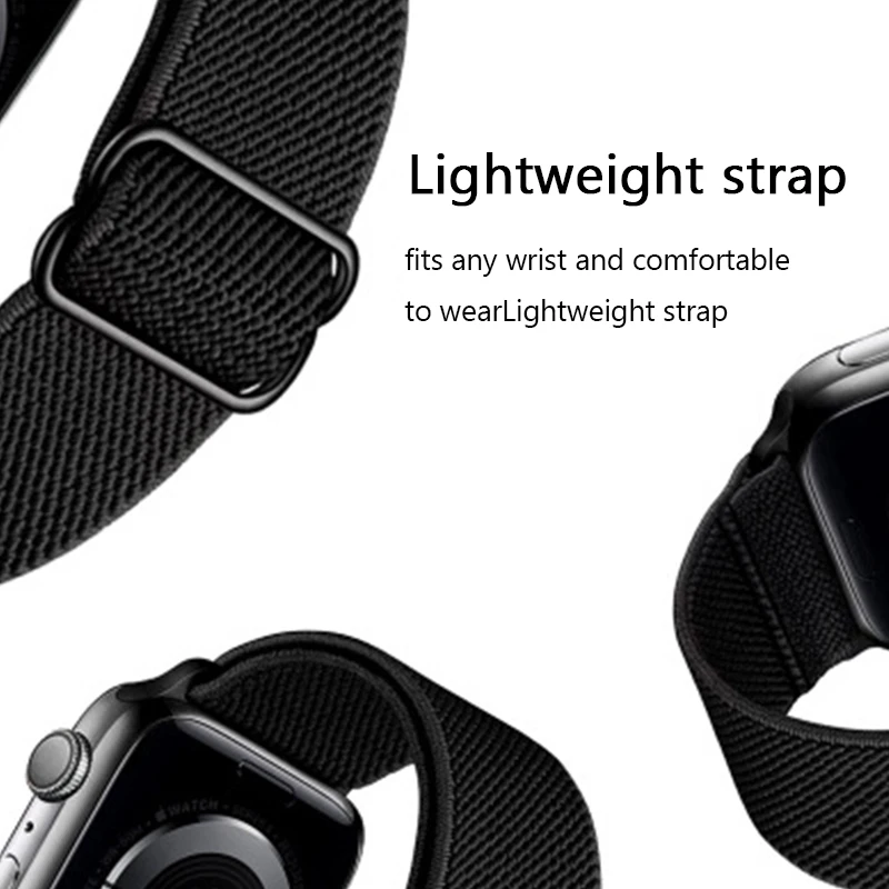 Adjustable Elastic Nylon solo Loop Strap for Apple watch band 44mm 40mm 38mm 42mm Scrunchie bracelet iWatch series 3 4 5 6 se