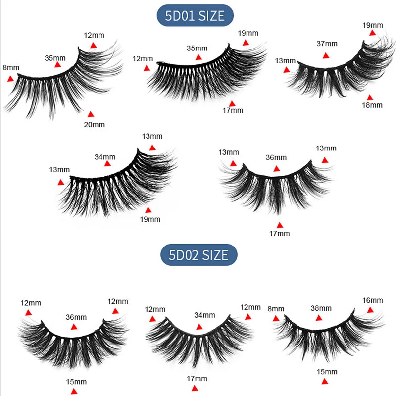 

5Pairs/Set False Eyelash Extension Multipack 6D Mink Faux Hair Wispy Fluffy Mix Size Dramatic Fake Lashes Handmade Makeup Lashes