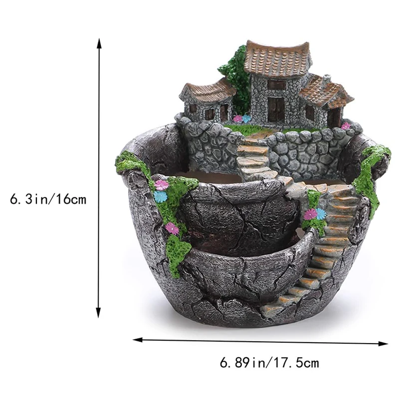 

Fairy Garden Planter Flower Plant Pots with Sweet House Unique Design for Home Decoration can CSV