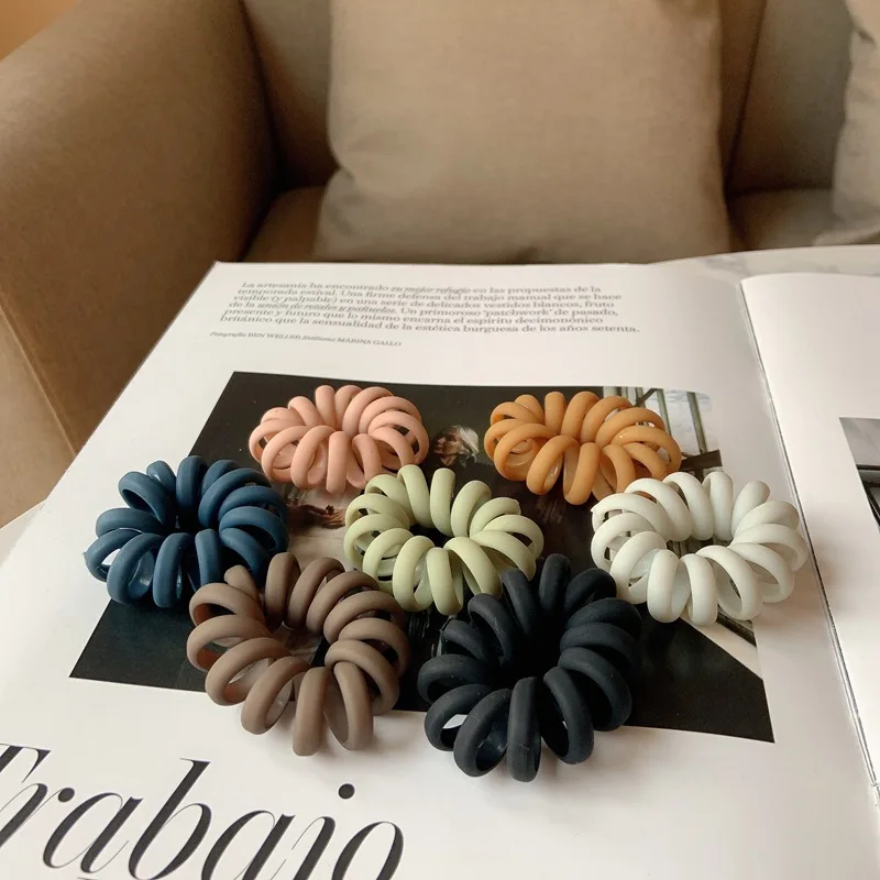 

Versatile Vintage color frosted telephone line rubber band foundation tie rope hair rope hair accessories