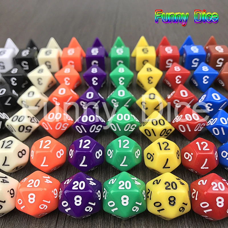 7 шт./пакет многогранные игральные кости без мраморного эффекта d4 d6 d8 d10 d12 d20
