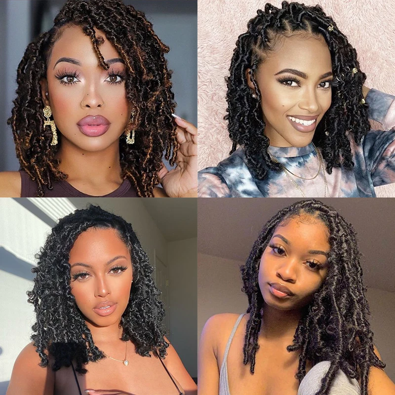 

Vades Hair Butterfly Locs Crochet Braids Hair 12'' 18'' Distressed Faux Locs Crochet Hair 16Strands/pack Locs Pre-Twist Braiding