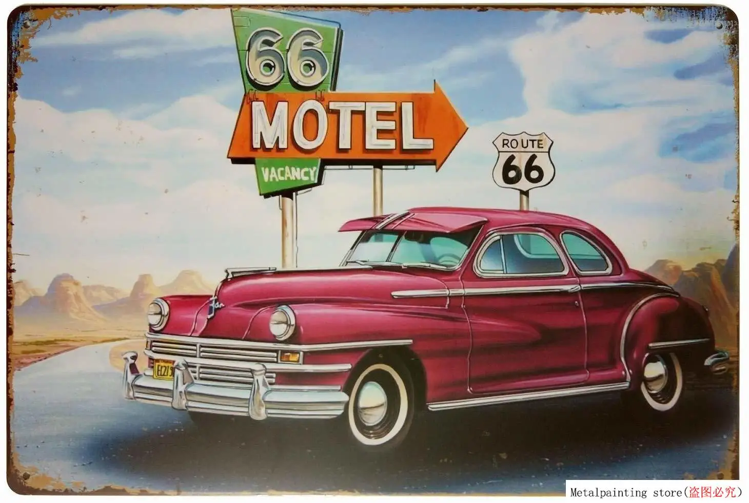 Motel 66 Route свободный ретро винтажный Декор металлический жестяной фотографический