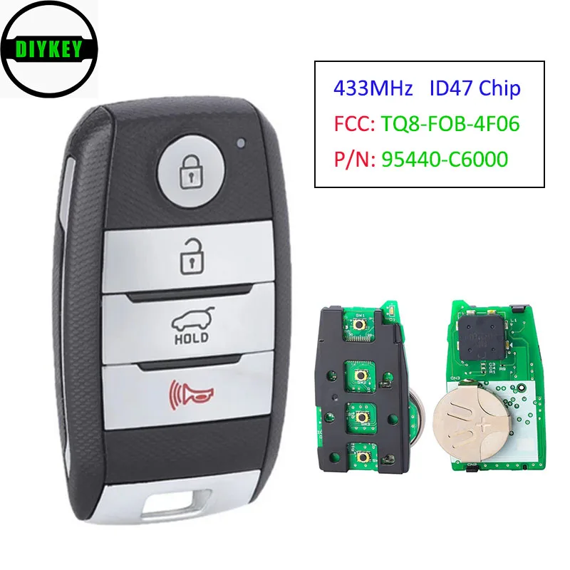 

DIYKEY OEM без ключа Go Смарт дистанционные брелки для ключей 433 МГц ID47 для KIA Sorento 2015 2016 2017 2018 TQ8-FOB-4F06 P/N: 95440-C6000 (UMa PE)