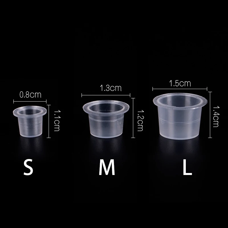 

100pcs Disposable Microblading Tattoo Ink Cups S/M/L Plastic Tattoo Permanent Makeup Pigment Ink Caps Clear Holder Container