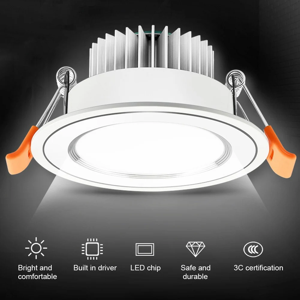 

Spotlight 3 Colors LED RV Puck Light Recessed Downlight Boat Interior Lamp Ultra Thin Living Room Motor-Homes Full Aluminum