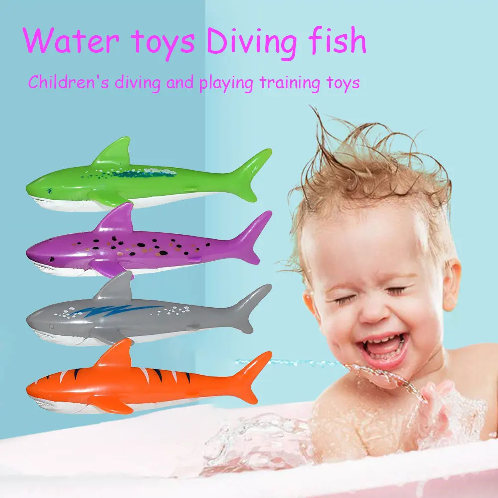 

4Pcs Summer Dive Toys Set Kids Ocean Shark Rocket Throwing Toy Funny Swimming Pool Diving Game Toys Underwater Game For Children