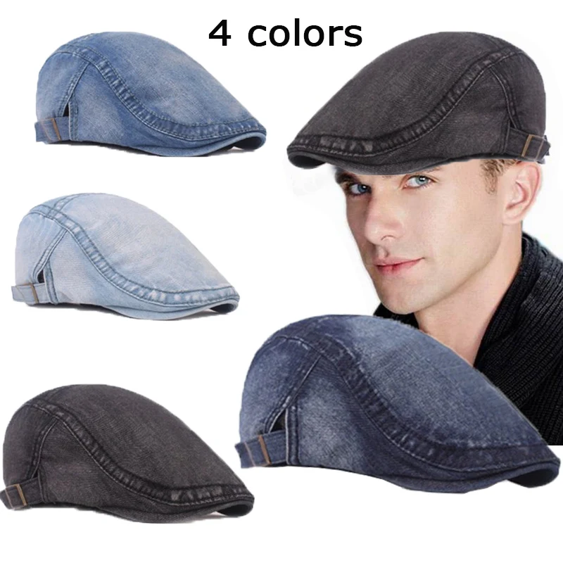 

Casual New Men's Cowboy Berets Hat Fashion Women Retro Sun Visor Hats Unisex Adjustable Size Vintage Jeans Cotton Hat