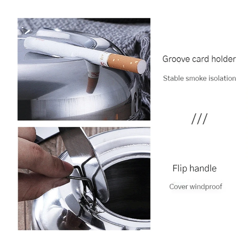 Ashtray Stainless Steel Simple Modern Outdoor Cigarettes Tray for Patio Tabletop Office Home Bedroom Yard Decoration Gifts F19B | Дом и сад