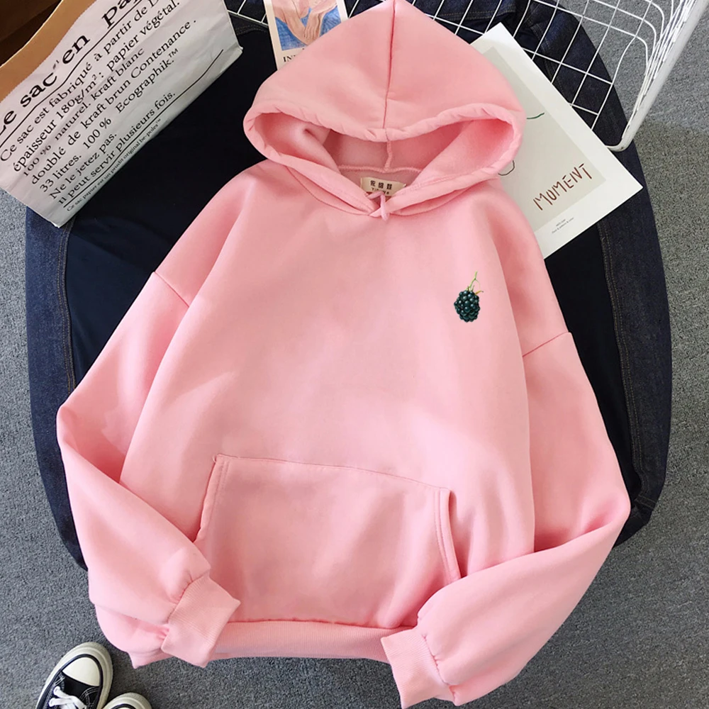 

Autumn Female Hoodies Clothes Sudadera Mujer Winter Hoodies Sweatshirts Women Hooded Pullover Grape Printed Harajuku Moletom2021