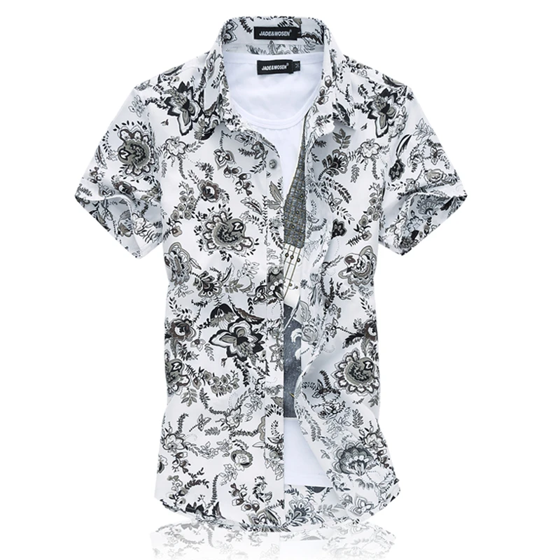 

Summer New Men Short-Sleeved Flower Shirt, Large Size S-6XL Mens Shirts Fashion Casual Shirt Male, Retro Sty Camisa Tops
