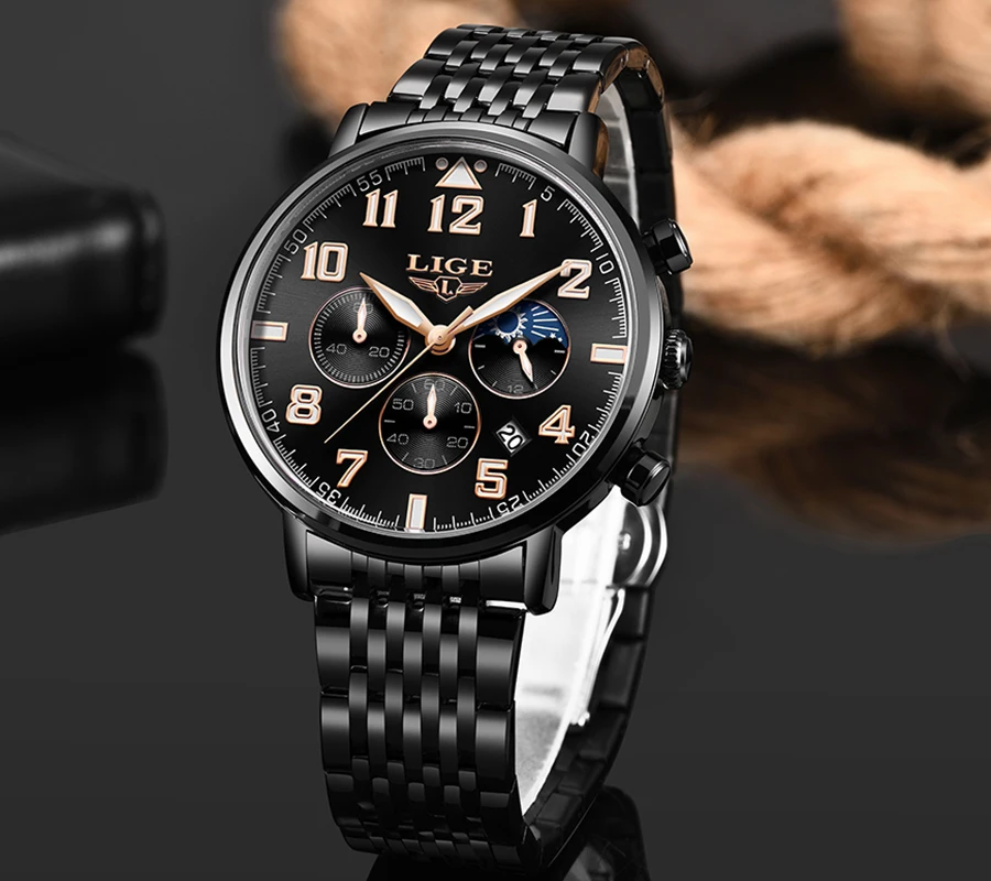 2019 LIGE мужские часы Топ бренд класса люкс Бизнес Кварцевые спортивные полностью
