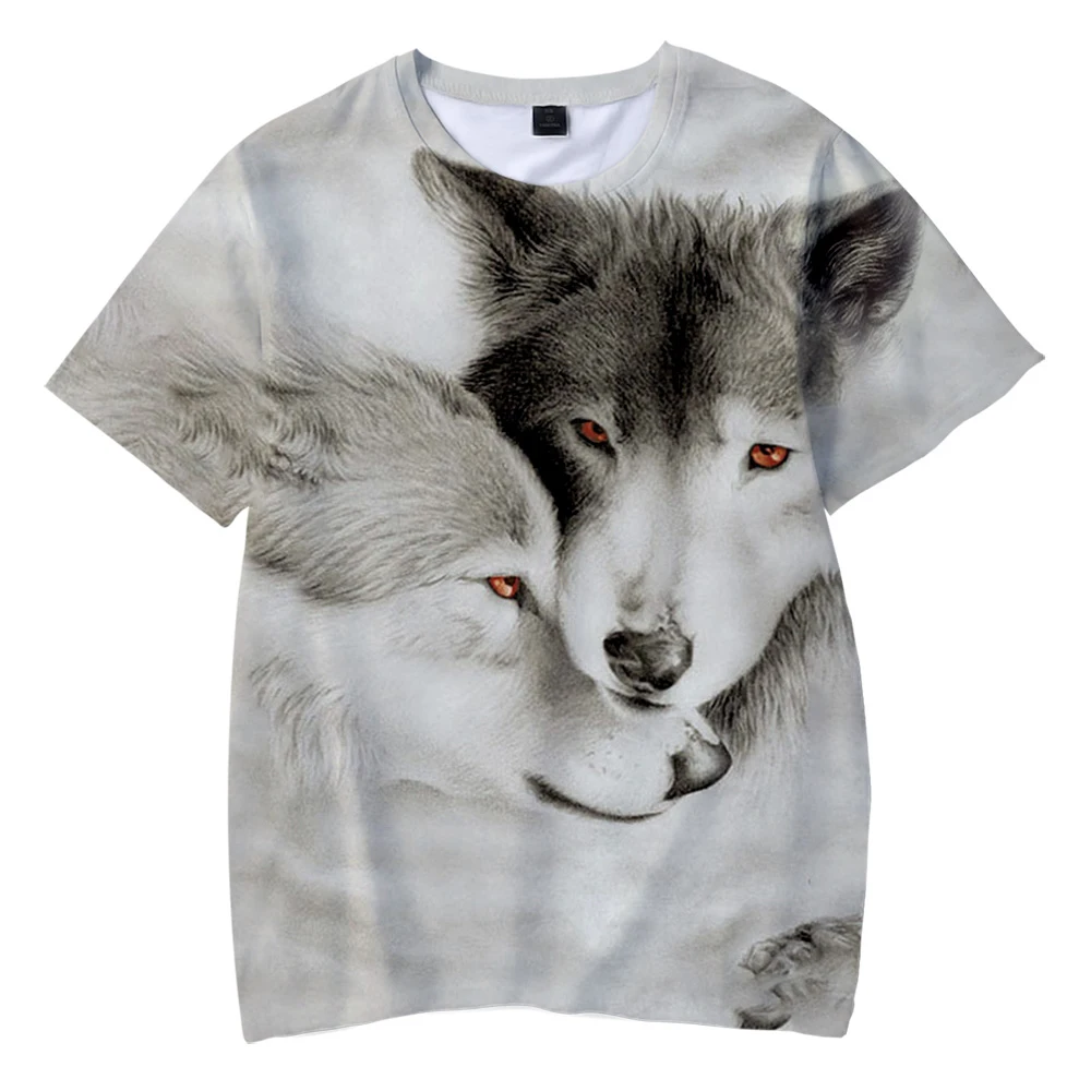 Moon Wolf/Детские футболки с 3D принтом Модная летняя футболка короткими рукавами