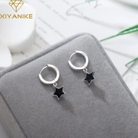 xiyanike silver color black star pendant epoxy earrings for women fashion simple style jewelry birthday party wholesale