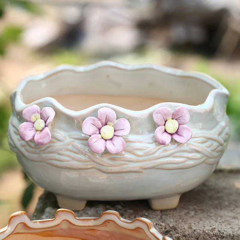 

Small Ceramic Planters Desk Flower Pot Minimalist Decor Vertical Garden Flower Pot Succulents Pots Maceta Office Decor BI50FP