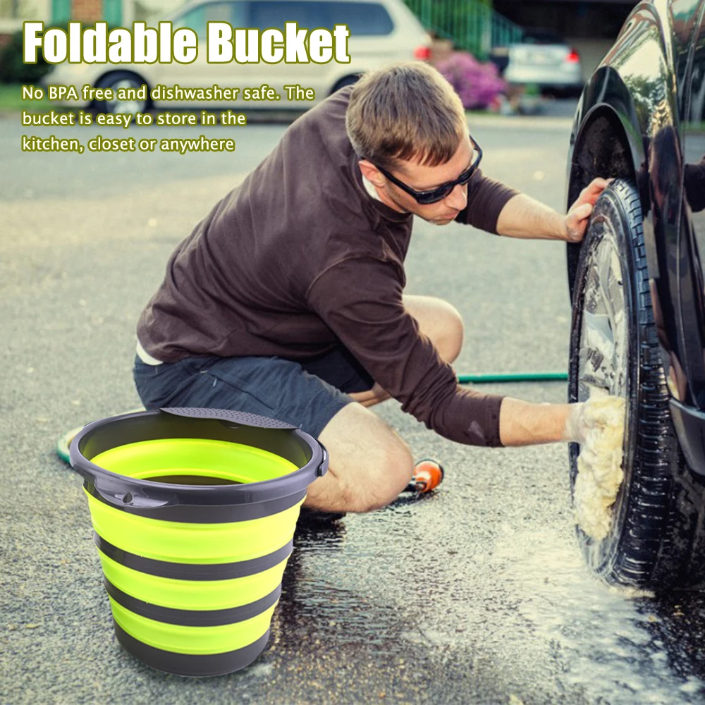 

Складное ведро, портативное складное ведро, контейнер для воды с прочной ручкой для пеших прогулок, Походов, Кемпинга на открытом воздухе