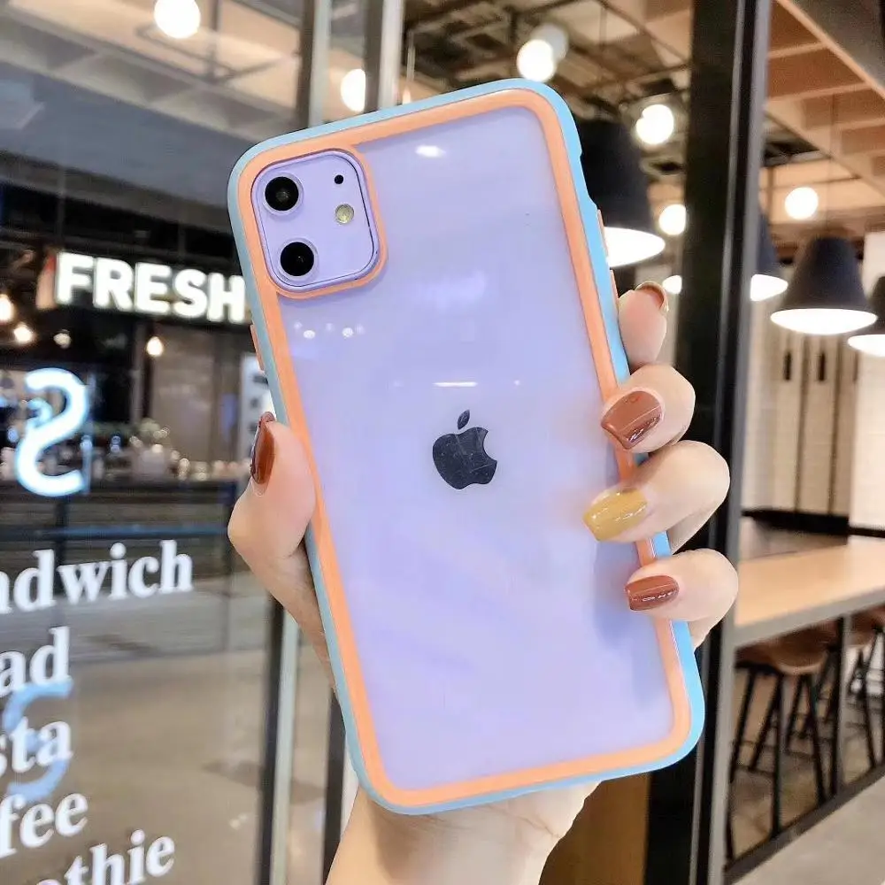 

Candy Bumper Shokckproof Case for iPhone 11 8 7 Plus XR XS MAX X Clear Silicone Cover Coque for iPhone 11 Pro Max SE 2020 Cases