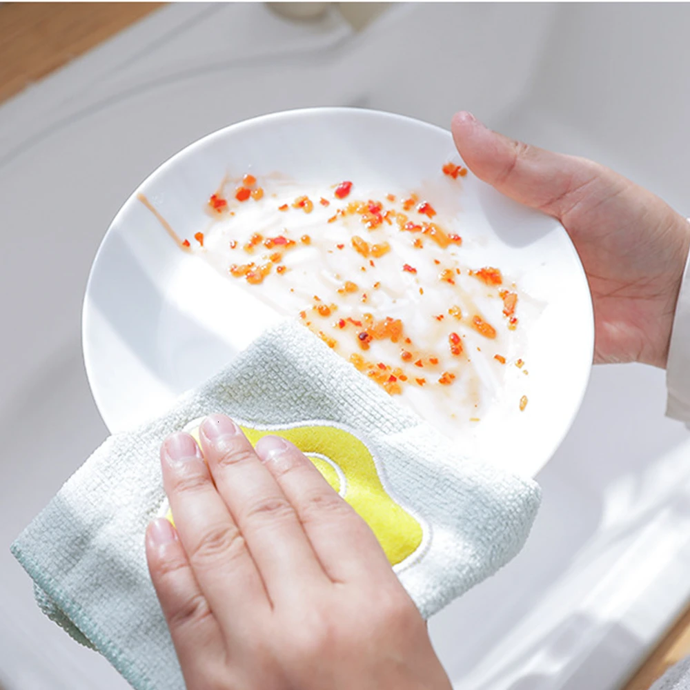 Домашнее кухонное впитывающее полотенце из толстой микрофибры, кухонное полотенце для мытья посуды, масляная грязная мочалка