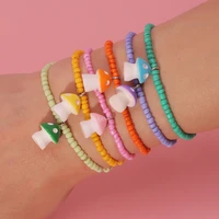 cute mushroom bracelet beaded multicolors bracelets wholesale sweet colored mushroom pendant bracelets for women girls gifts