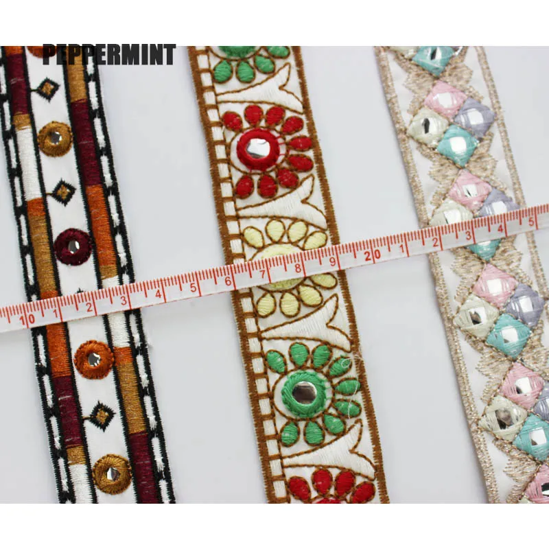 1 ярд 32 мм Этническая ВЫШИТАЯ ткань отделка зеркальные кружева жаккардовые ленты