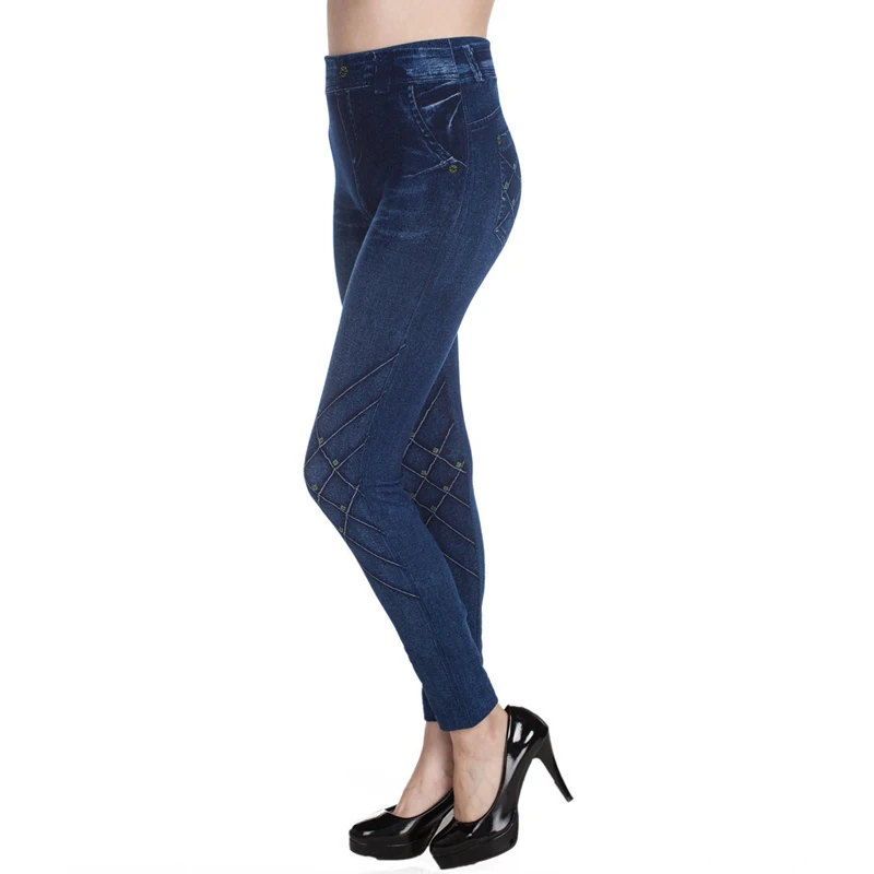 Printing Jeggings Female Seamless Leggings Jeans Elastic High Waist Women Slim Denim Pants Push Up Sexy Leggins Girls Autumn