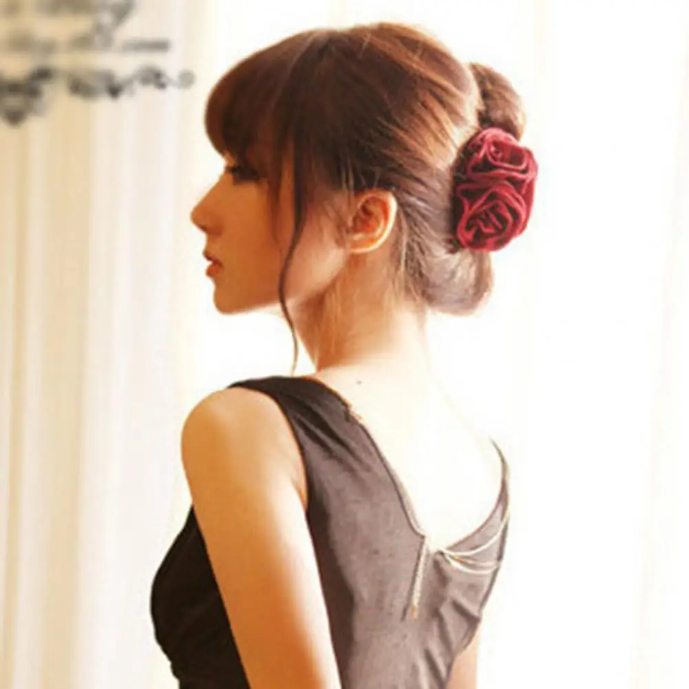 

Зажим для волос, крепкие когти, Классические износостойкие декоративные пучки, розовый цветок, коготь для волос