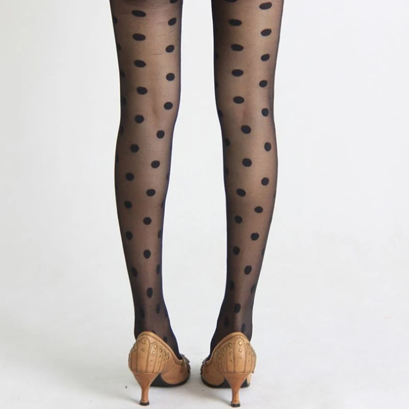 Колготки женские прозрачные шелковые в японском стиле с рисунком горошек |