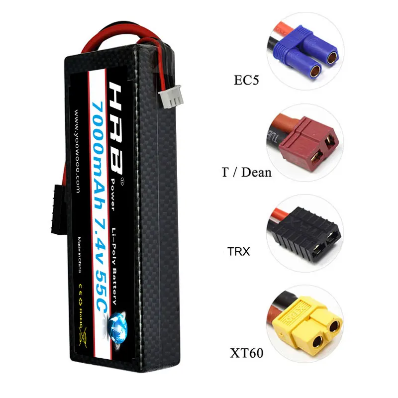 2 шт hrb 74 в 7000 мач 2s lipo аккумулятор hardcase с t