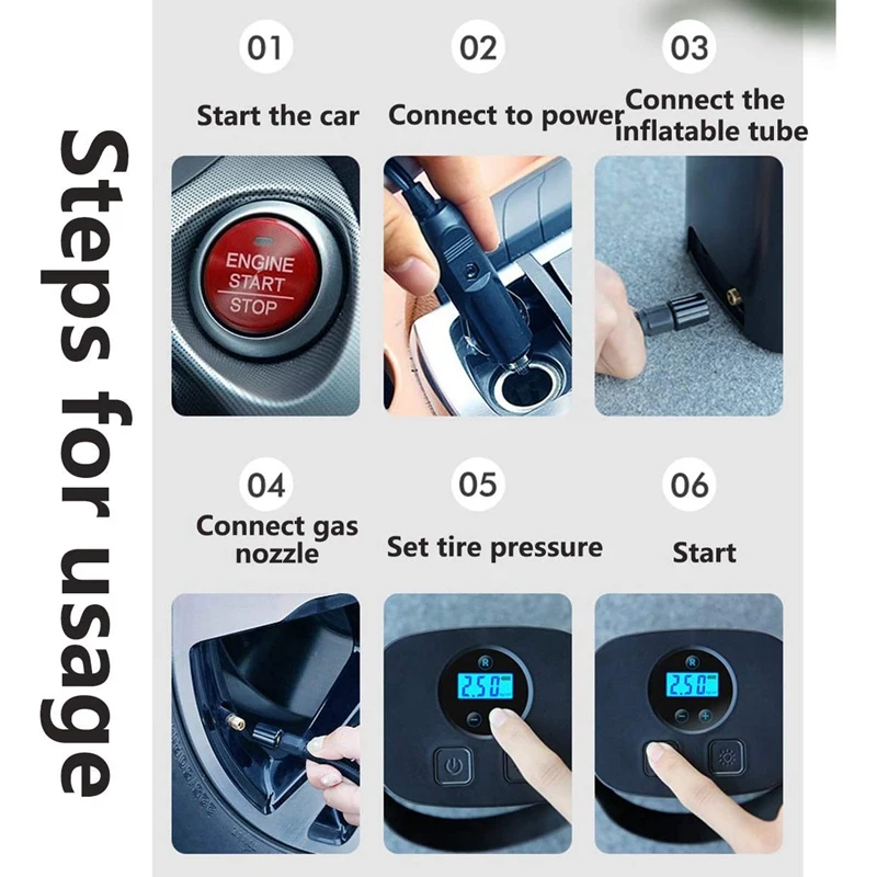

Car Air Pump, Air Compressor, Vehicle Wired Charging Hand-Held Portable Tire Pump, Vehicle Tire Pump (Digital Display)