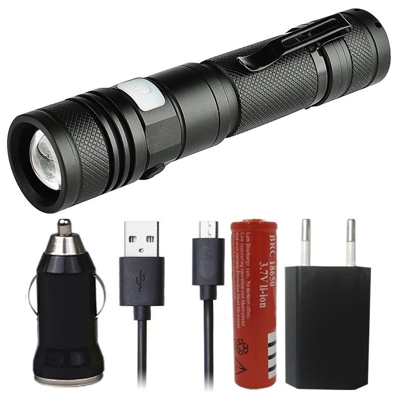 Option D Litwod Z201301 XM-L2 U3 Micro USB Перезаряжаемый светодиодный фонарик масштабируемый 5 режимов Переключатель алюминиевый фонарь фонарик факел - Испускаемый цвет: Option D