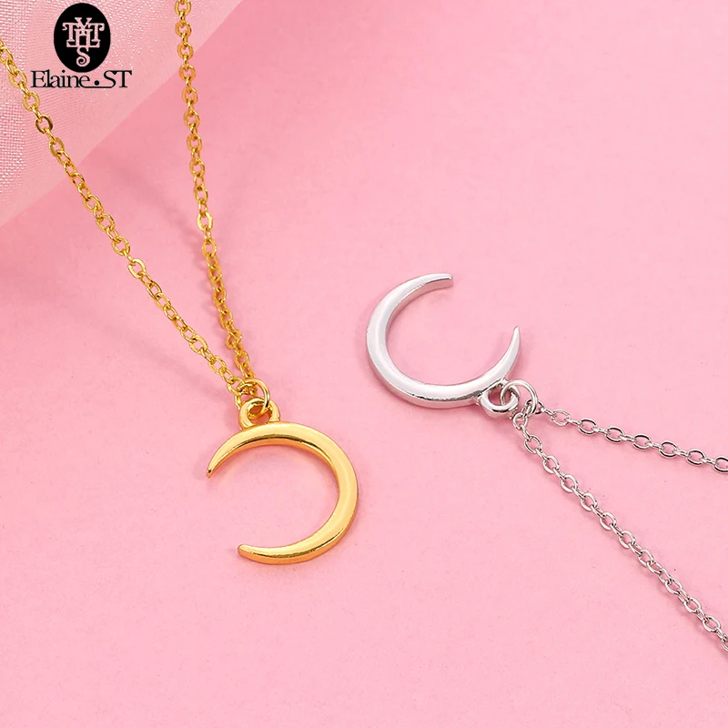 Сладкий луна покрыто золотом серебром цепной замок в форме полумесяца ожерелья