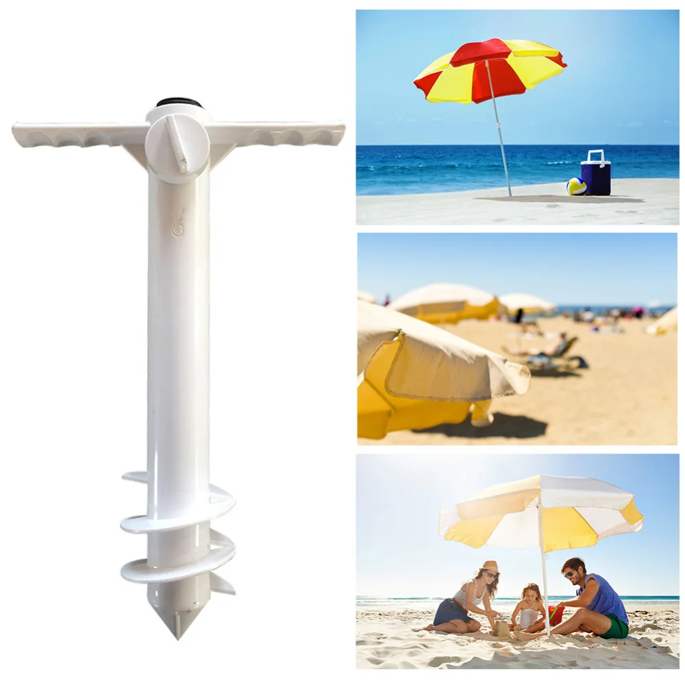

Outdoor Beach Patio Umbrella Sand Anchor Holder Stand Spike Ground Fixing Tools Plug With 3 Layers Of Screws For Strong Wind