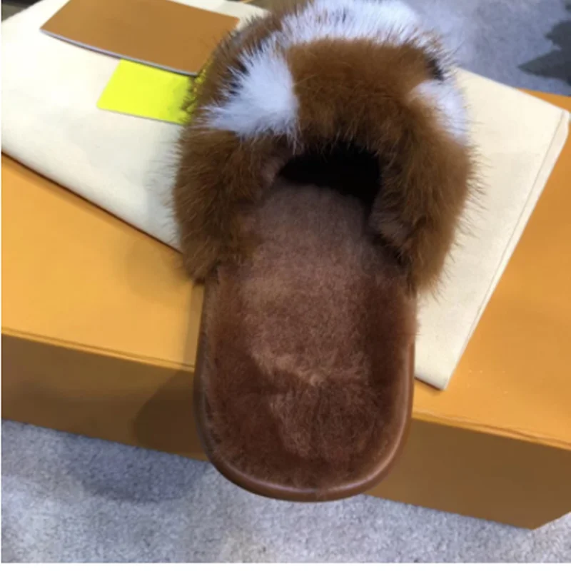 

2020 Luxury Ladies Slippers Full Mink Fur Home Hotel Slippers Fur Slippers Platform Designer Shoes Woman