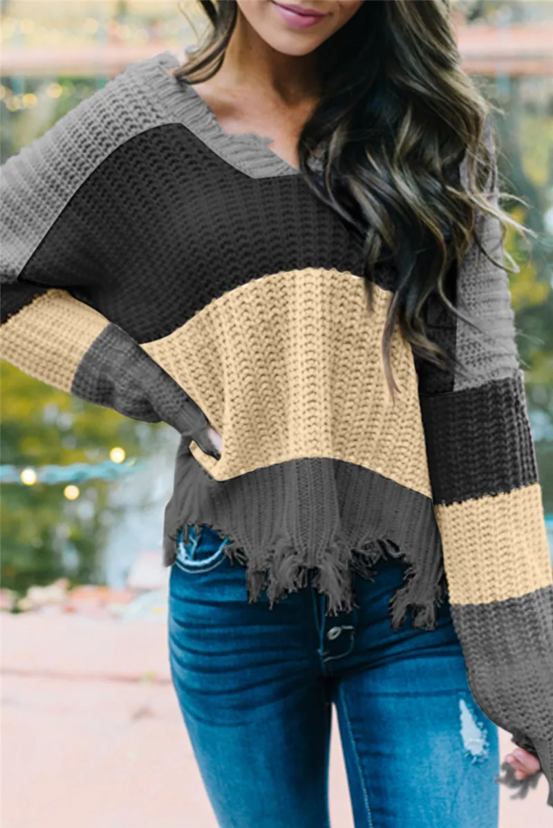 Женский повседневный пуловер с длинным рукавом свободный джемпер в стиле