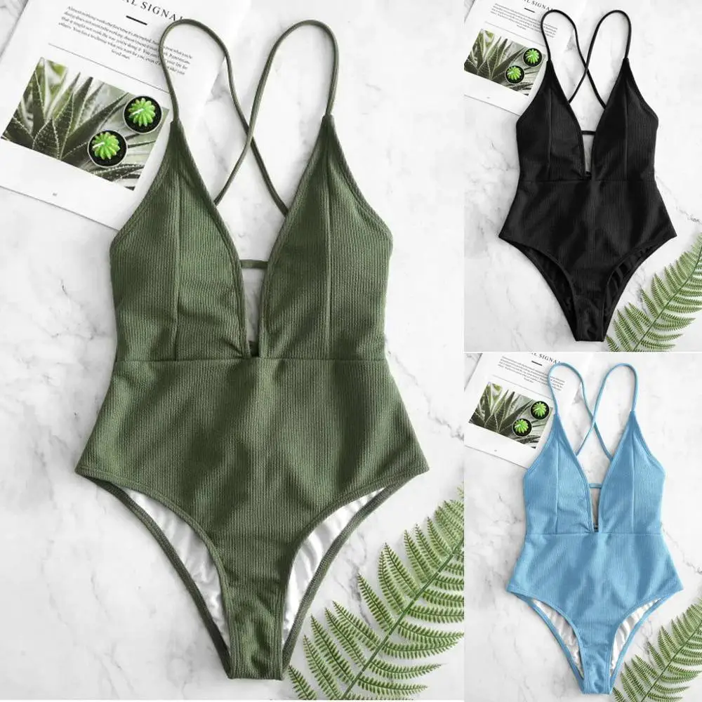 2020 сексуальный слитный купальник с лямкой на шее женский вырезами монокини пуш