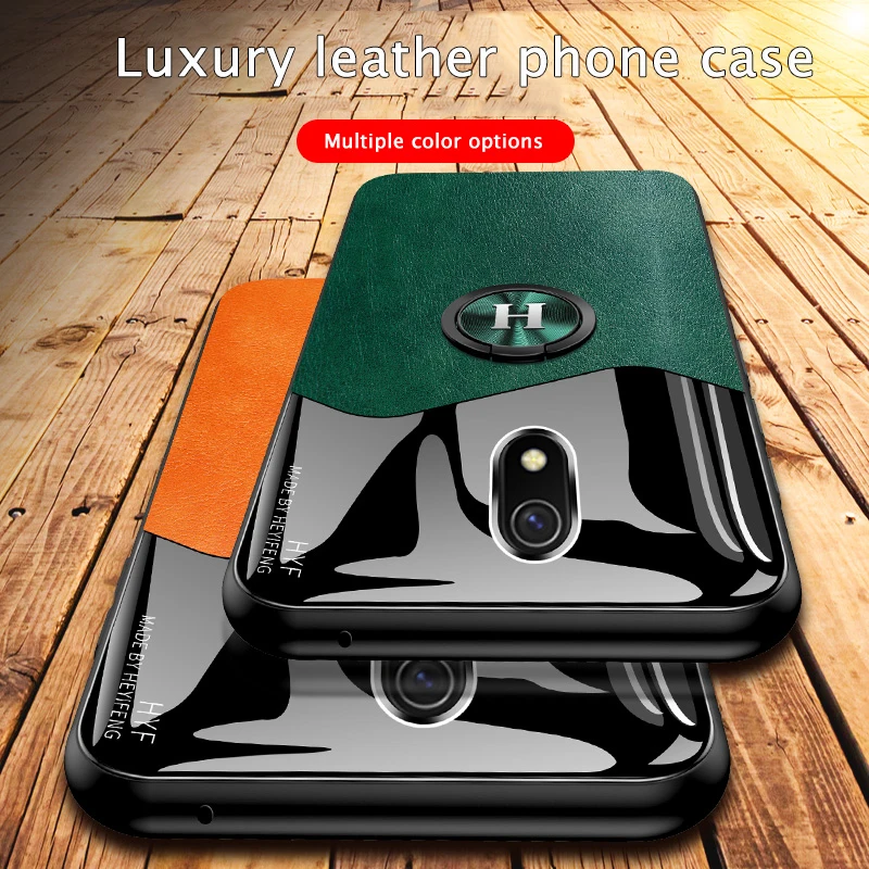 

For XiaoMi RedMi 8A Phone Case Fashion Vehicle Ring magnetic Luxury Leather RedMi 8 9 9a Note 7 8 9 10X Poco F2 Pro Cover Funda