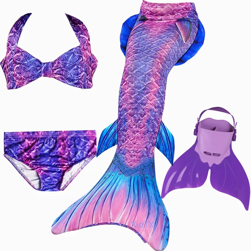 swimsuit with fin Новые модные плавательные хвосты русалки для детей, летняя пляжная одежда для девочек, купальные костюмы, костюм русалки - Цвет: swimsuit with fin