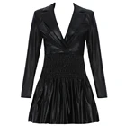 Черное женское платье из искусственной кожи, новинка 2021, модные весенне-осенние Клубные облегающие вечерние платья с длинным рукавом