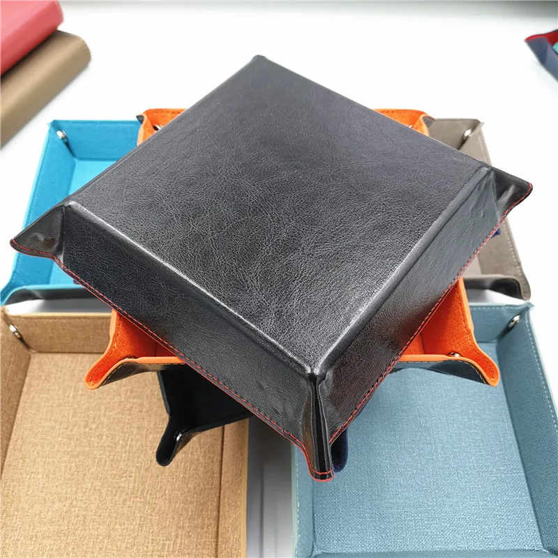 Из искусственной кожи игральные кости прокатки лоток квадратные кубики коробка