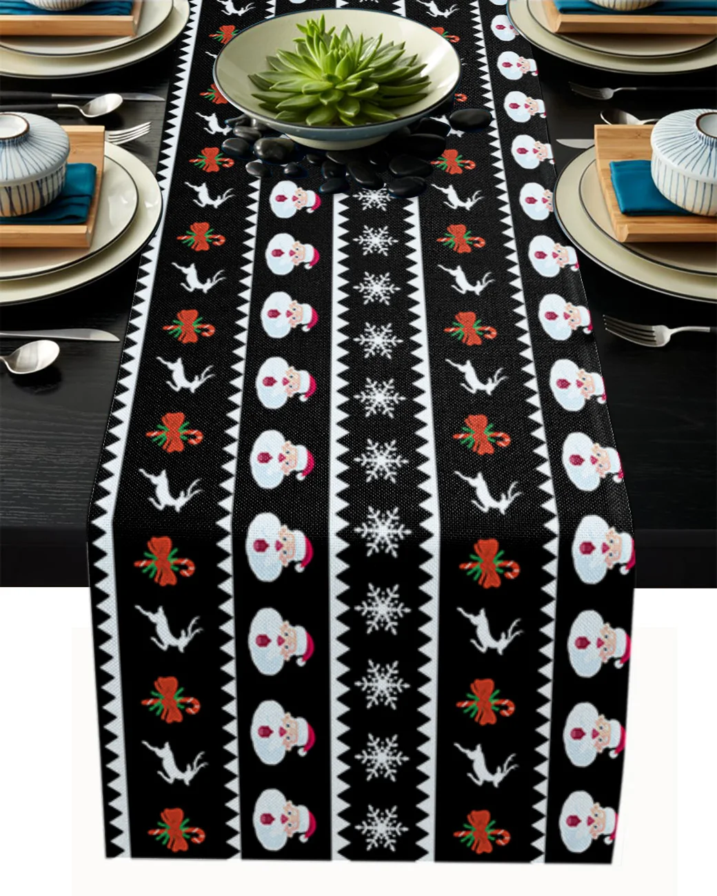 

Christmas Pattern Santa Elk Snowflake Table Runner Wedding Decoration Dinning Table Runners Placemat Christmas Decor Tablecloth