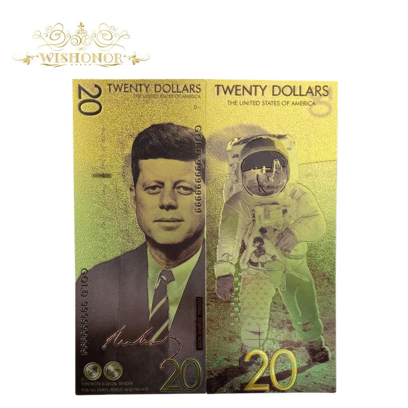 

New America Banknotes 20 Dollar Banknotes in 24k Gold Plated Fake Money Gold Plated Business Gift